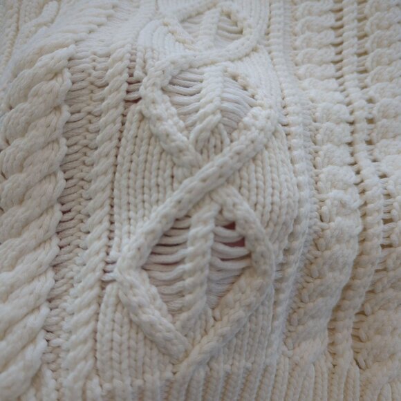 RIVAMONTI Women's White Intricate Aran Cable Knit Sweater Size M Made In Italy - Picture 15 of 15